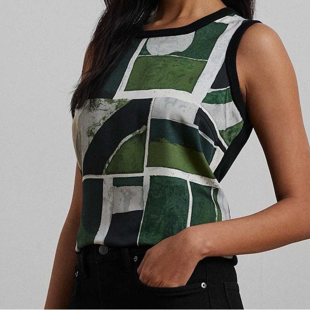 Ralph Lauren Geometric  Green and Black Sleeveless Women's Top